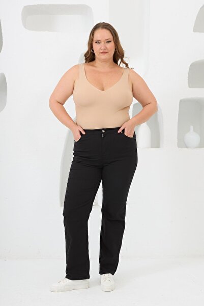 RMG Μαύρο βαμβακερό παντελόνι με ελαστική μέση