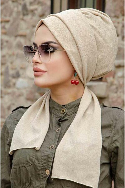 Aişe tesettür Cream Glitter Scarf Hijab Bonnet