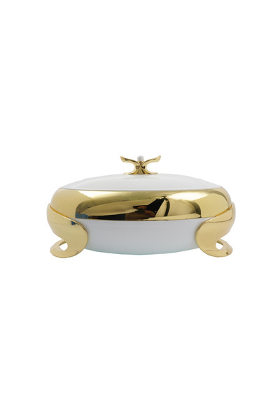 GOLDEN FİRE Golden Fire Food Container, White - Gold (6 Liters), Made in Taiwan