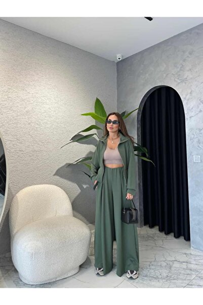 By Merve Darende Σετ Modal με Ζακέτα με Λεπτομέρεια Ζώνης
