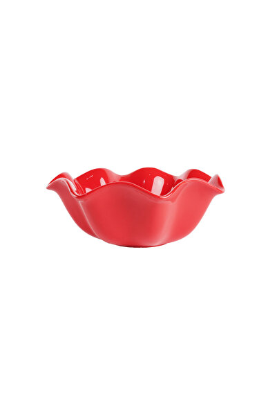 SQUALO Elegant Round Rose-Shaped Porcelain Bowl with Modern Design - Red 28.5x28.5x11 cm