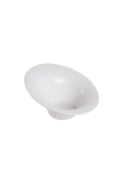 SQUALO Round slanted porcelain bowl with an elegant and modern design - white 17.5x15.8x9 cm