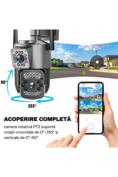 easyCTRL 360° Video Surveillance Camera, Dual, Wi-Fi, 2K, 4MP, PTZ, Infrared Night Vision, IP66, easyCTRL®