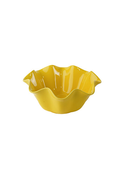 SQUALO Elegant Round Rose-Shaped Porcelain Bowl with Modern Design - Yellow 31x31x13.8 cm