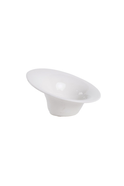 SQUALO Round slanted porcelain bowl with an elegant and modern design - white 17.5x15.8x9 cm