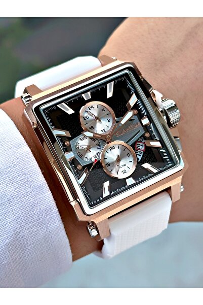 Quantum Functional 10 Atm Water Resistant Silicone Cord Steel Case Angled Dial Men's Wristwatch 949.461