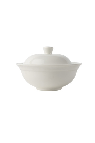 SQUALO Elegant Porcelain Bowl with Lid, White (12 pieces) - 250 ml