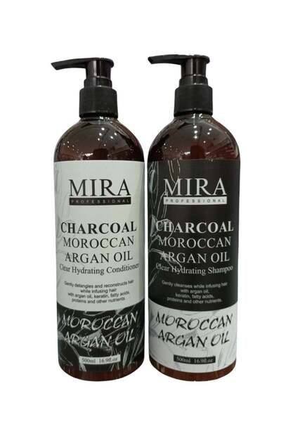 Mira Shampoo 500ml and Conditioner 500ml with Argan Oil and Charcoal