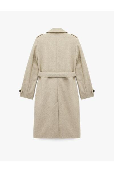 Koton Long Sleeve Double Breasted Belted Long Cashmere Coat (Aw 25)