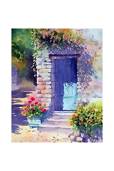 Genel Markalar Sayılarla Boyama Tuval 40x50 cm Mavi Kapılı Ev