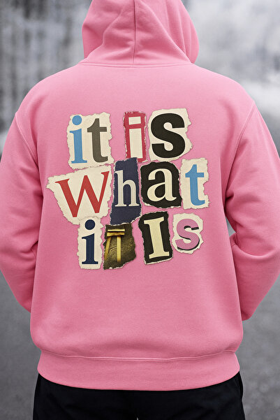 CLASSY.MODA سترة يونيسكس بقلنسوة وثلاثة خيوط مع جيب كنغر، مطبوع عليها نص ملون...