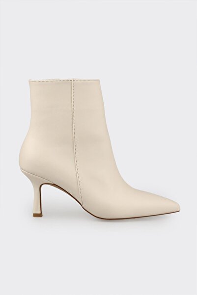 Elle Shoes Bej Deri Kadın Klasik Bot