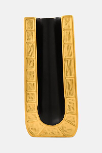 Muy Mucho Textured Flowers Vase, Gold/Black