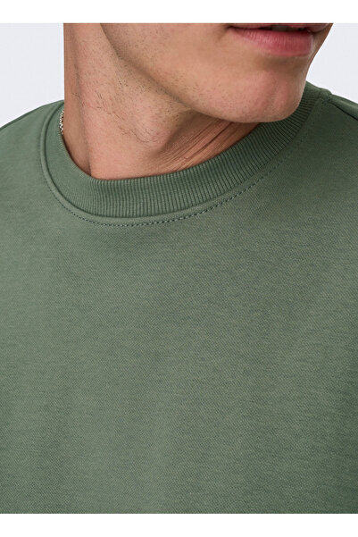 Only & Sons O Neck Green Men's Sweatshirt Onsconnor Life Reg Crew Neck Sweat