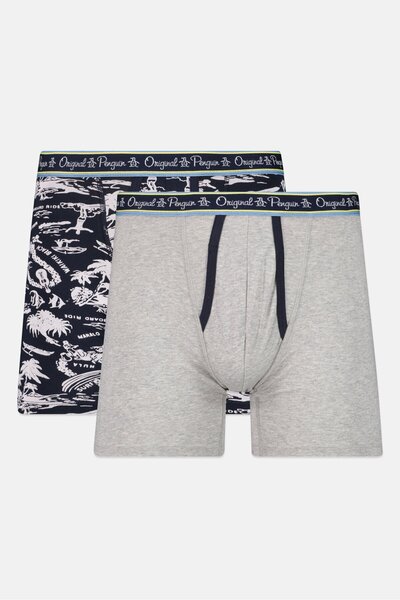 Original Penguin Men 2 Pieces Allover Print Boxer Briefs, Multicolor