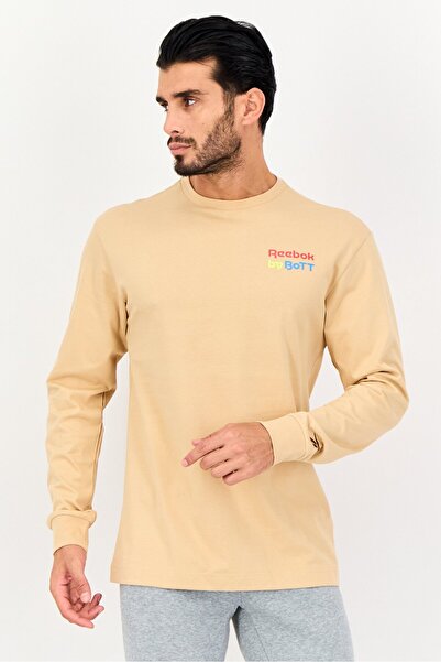 Reebok Men Sportswear Fit Long Sleeves Outdoor T-Shirt, Tan
