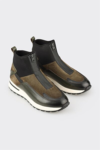 Elle Shoes Haki Deri Erkek Spor Bot