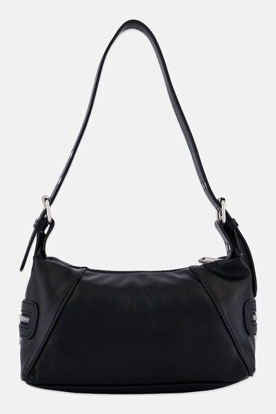 French Connection Women Myle Textured Zip Pocket Shoulder, Black