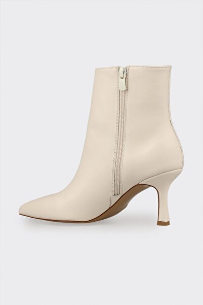 Elle Shoes Bej Deri Kadın Klasik Bot