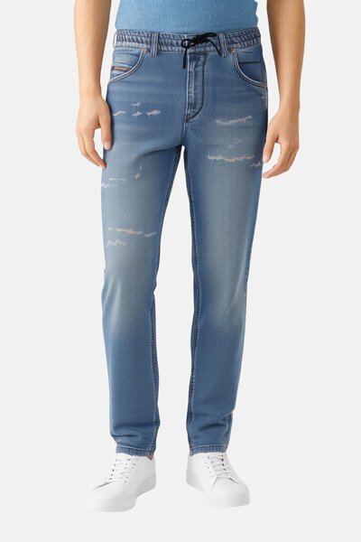 Diesel بنطلون جينز رجالي مغسول قابل للتمدد بقصّة عادية، أسود