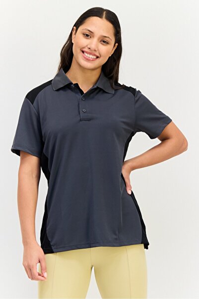 Reebok Women Sportswear Fit Short Sleeve Training Polo Shirt, Dark Grey