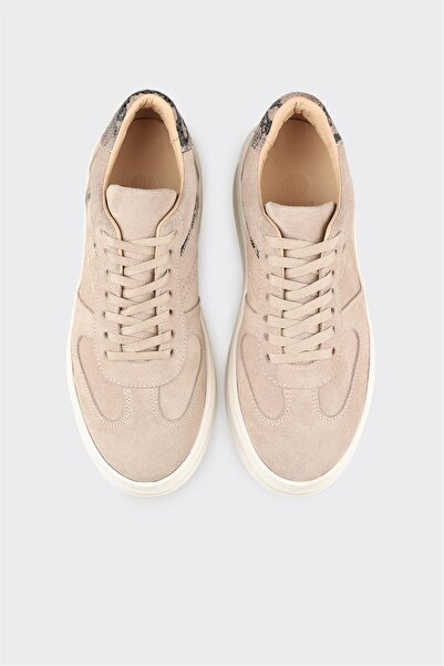 Elle Shoes Bej Deri Kadın Spor Ayakkabı