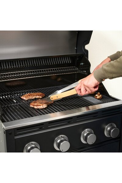 IKEA GRILLTIDER 3-piece barbecue tools set, stainless steel/beech