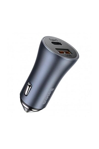 Baseus Car Charger With USB-C Cable Golden Contactor 40W 5A 1 x USB-A - 1 x USB-C Gray TZCCJD-
