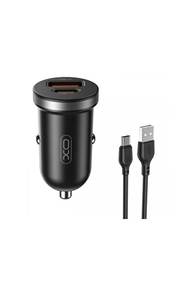 XO Design Incarcator Auto Cu Cablu USB-C CC56 30W 3A 1 x USB-A - 1 x USB-C Negru