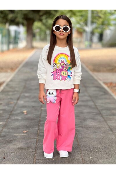 ARBİ kids Girls' Labubu Full Lycra Two-Piece Top and Bottom Set Seasonal