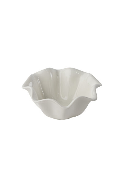 SQUALO Elegant Round Rose-Shaped Porcelain Bowl with Modern Design - White 18.4x18.4x8.3 cm