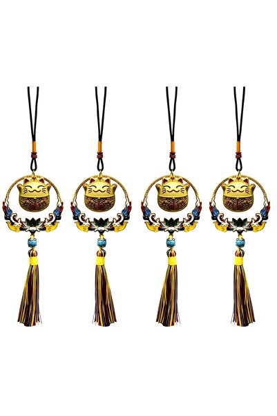 Wolawood Colorful Tassel Detailed Feng Shui Lucky Cat Hanging Accessory Ornament Bringing Positive Energy and Abundance
