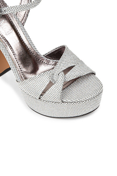 Deery Pantofi de seară cu toc cu platformă argintie pentru femei