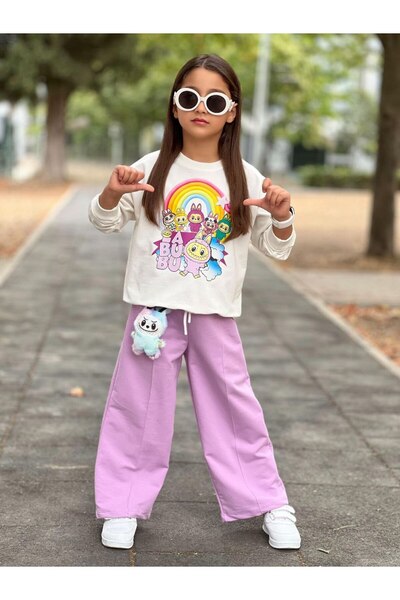ARBİ kids Girls' Labubu Full Lycra Two-Piece Top and Bottom Set Seasonal
