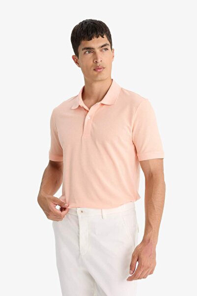 DeFacto 100% Cotton Regular Fit Polo Collar Short Sleeve Basic Plain Pique Fabric T-Shirt C1293Ax25Sp