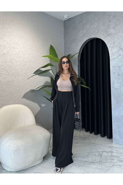 By Merve Darende Modal Suit with Belt Detail Cardigan