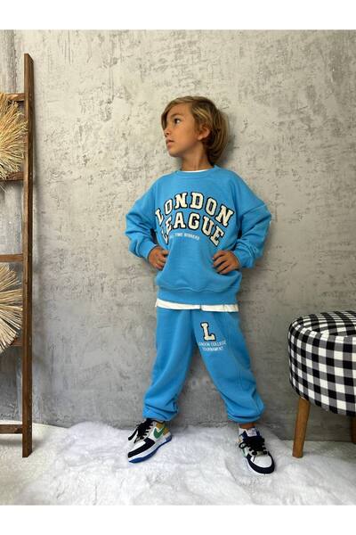 ARBİ kids Boy's London Printed Double Three-Thread Suit
