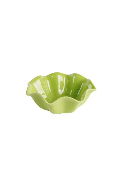 SQUALO Elegant Round Rose-Shaped Porcelain Bowl with Modern Design - Green 28.5x28.5x11 cm
