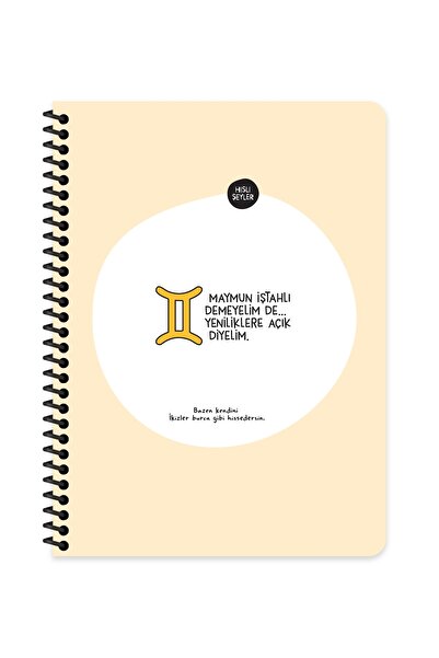 KESKİN COLOR Hisli Şeyler Concept Horoscopes Series 16,5X22,5 Squared Spiral Stickered Notebook - 1 Piece