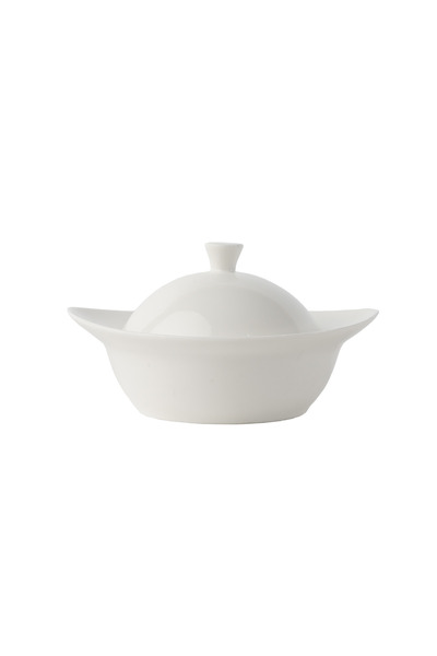 SQUALO Round Porcelain Bowl with Lid and Elegant Handle in Modern Design - White 16.5x16.5x9 cm