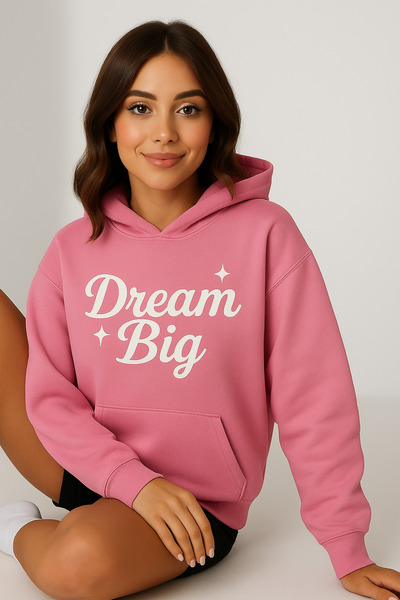 CLASSY.MODA Hanorac oversize pentru femei, cu glugă, buzunar cangur, cu textu...