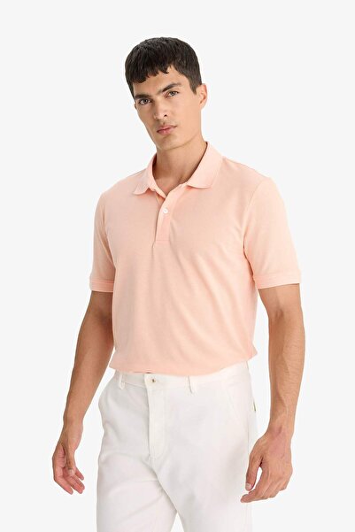 DeFacto 100% Cotton Regular Fit Polo Collar Short Sleeve Basic Plain Pique Fabric T-Shirt C1293Ax25Sp