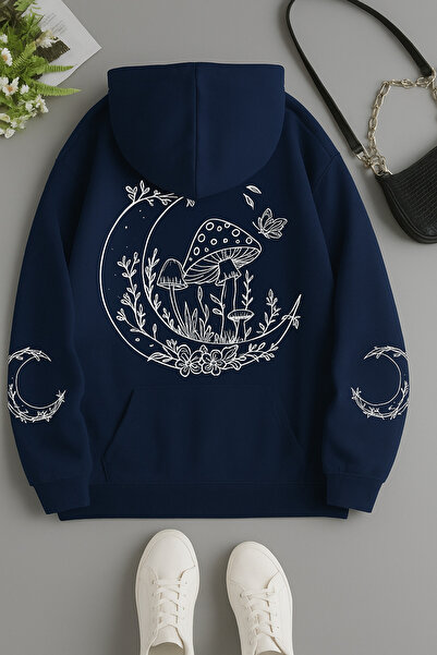 CLASSY.MODA Γυναικείο φούτερ με κουκούλα και τσέπες καγκουρό, oversize, με στ...