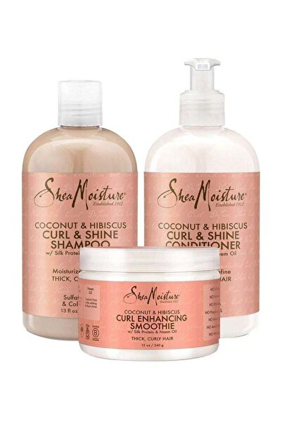 Shea Moisture SheaMoisture Curl & Shine Shampoo, Conditioner, and Hair Cream Set 384ml + 384ml + 340g
