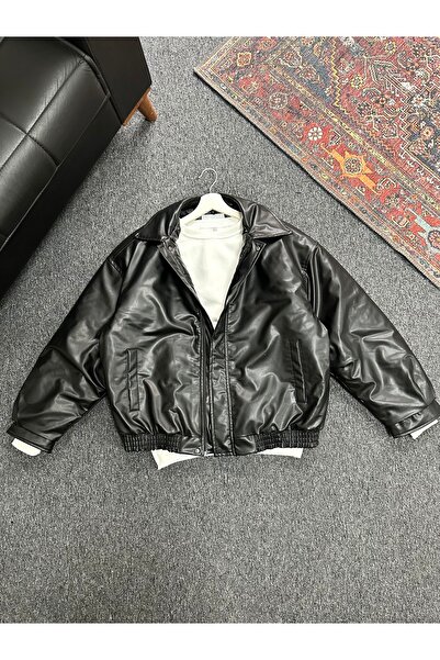 tetramoda جاكيت جلد فضفاض للجنسين