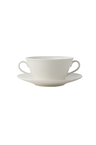 SQUALO Bowl with saucer (porcelain) white (6 pieces) - 6x15x12 cm