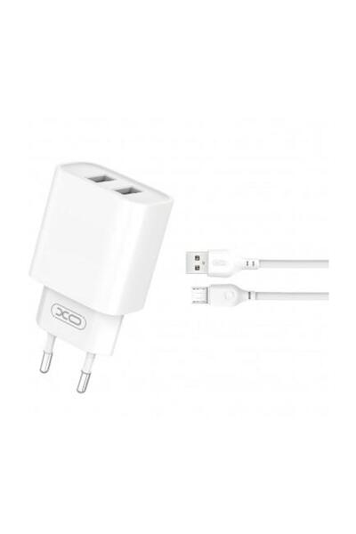 XO Design Incarcator Retea Cu Cablu microUSB CE02C 10.5W 2.1A 2 x USB-A Alb