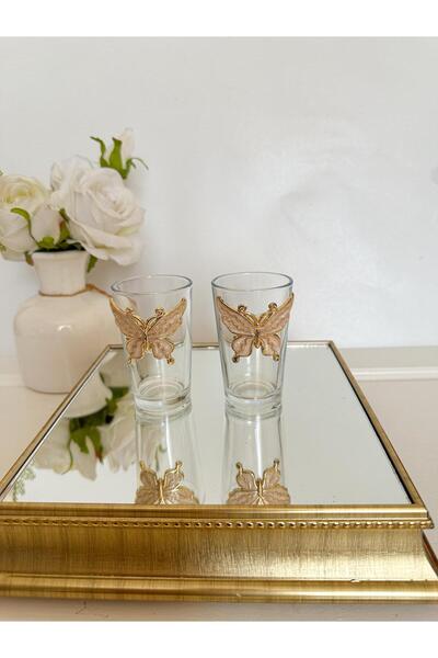 WERONY 2-Piece Coffee or Water Cup with Butterfly Decoration, 100ml