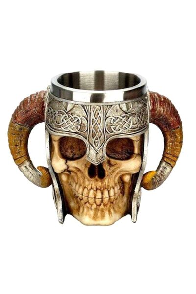 Zamo Halba tip Pocal, Zamo®, model Craniu Viking, din Otel Inoxidabil si Rasina, Capacitate 500ml