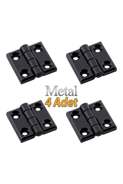 Badem10 Siyah Metal 4 ADET SET Yaprak Menteşe 30x30mm Dayanıklı Mobilya Kapı Dolap Çekmece Kapak Aksesuar